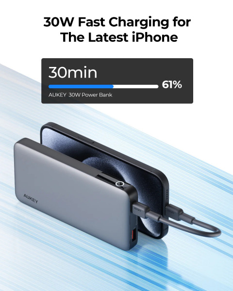 AUKEY POWERBANK 10 000 MAH, USBC PD 30W, USBA 22W - Galeria zdjęcie 4