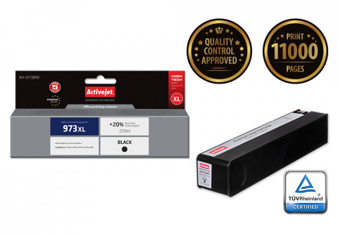 Activejet AH-973BRX Tusz do drukarki HP, Zamiennik HP 973XL L0S07AE; Premium; 220 ml; czarny. Drukuje więcej o 20%. - Galeria zdjęcie 2