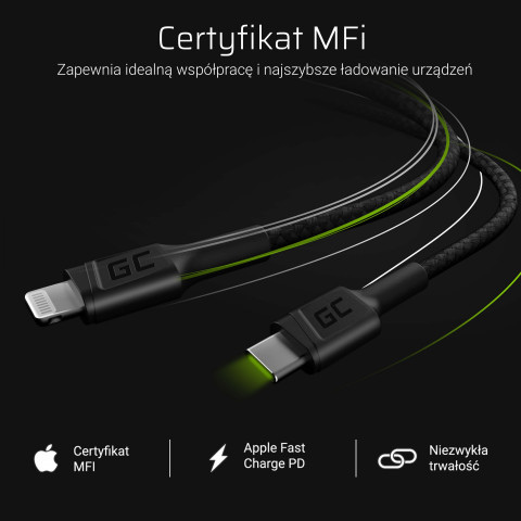 GREEN CELL KABEL KABGC07 USB-C - LIGHTNING 1M MFI - Galeria zdjęcie 4
