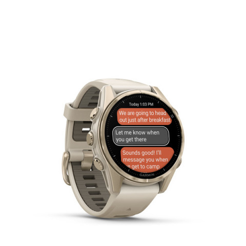 Garmin Fenix 8 43 mm AMOLED Sapphire Soft gold z piaskowo-beżowym paskiem - Galeria zdjęcie 5