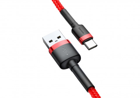 BASEUS CAFULE KABEL USB-C 3A 0,5M CZERWONY - Galeria zdjęcie 5