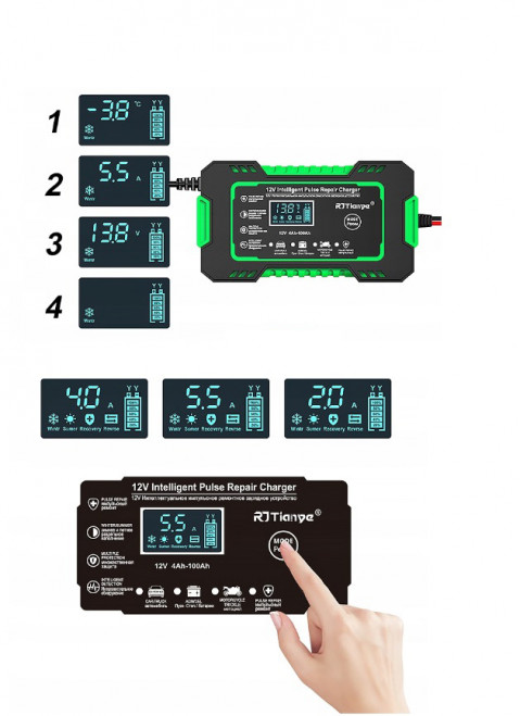Prostownik akumulatorowy RJ Tianye RJ-C 120501A 12V, 6A - Galeria zdjęcie 5