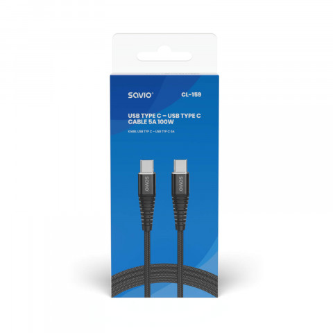 SAVIO KABEL USB TYP C - USB TYP C 5A, 1M CL-159 - Galeria zdjęcie 3