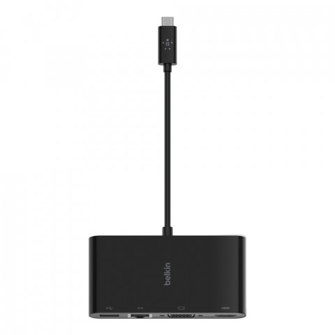 Hub Belkin USB-C Multimedia Adapter 4-in-1 Core Hub 1x4k HDMI/1xVGA/1xUSB-A/1xRJ45 Gigabit Black - Galeria zdjęcie 2
