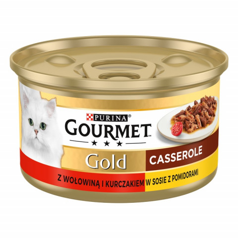 GOURMET GOLD Wołowina z kurczakiem w sosie pomidorowym - mokra karma dla kota - 24x85 g - Galeria zdjęcie 2