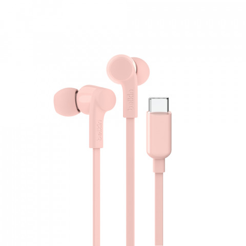BELKIN SŁUCHAWKI PRZEWODOWE DOUSZNE USB-C, RÓŻOWE - Galeria zdjęcie 1