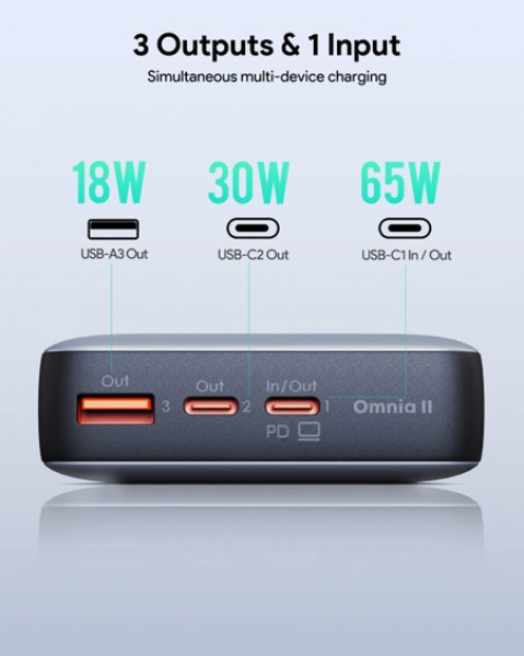 AUKEY POWERBANK 20000MAH, 2X USBC PD 65W, USBA 18W - Galeria zdjęcie 3