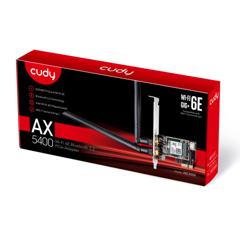 Karta sieciowa CUDY WE3000 AX5400 Wi-Fi 6 + BT 5.2 Intel AX210 PCIe - Galeria zdjęcie 5