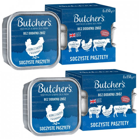 BUTCHER'S Original mix smaków soczyste pasztety z wątróbką lub nerkami karma dla psa 8x150g (2x(4x150g)) - Galeria zdjęcie 1