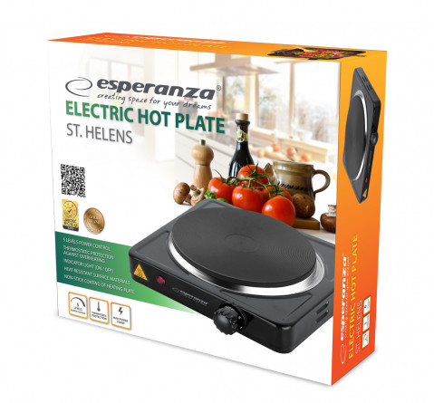 Kuchenka Elektryczna Esperanza HELENS EKH003K (jednopolowa 1000W czarna) - Galeria zdjęcie 2