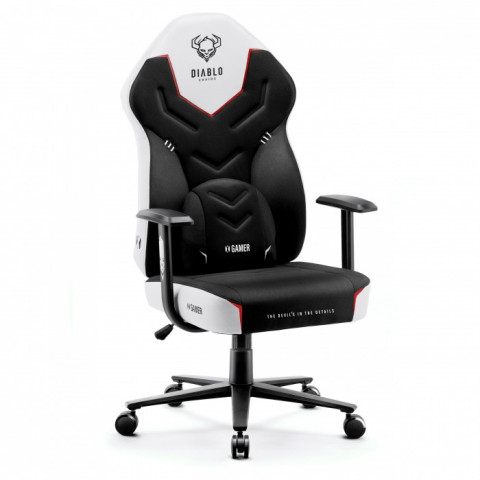 Fotel gamingowy DIABLO X-GAMER fotel czarno-biały - Galeria zdjęcie 2