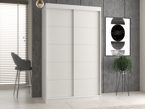 Szafa z drzwiami przesuwnymi i ozdobnymi szprosami IGA 120x61xH200 biel - Galeria zdjęcie 4