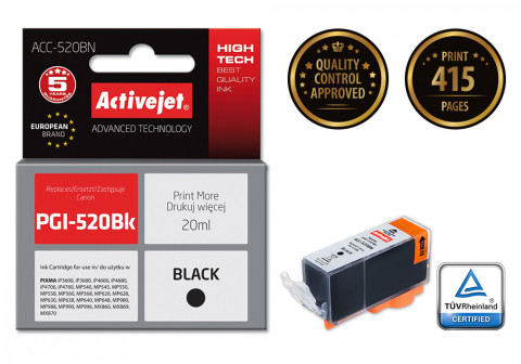 Activejet ACC-520BN Tusz do drukarki Canon, Zamiennik Canon PGI-520BK; Supreme; 20 ml; czarny. - Galeria zdjęcie 2