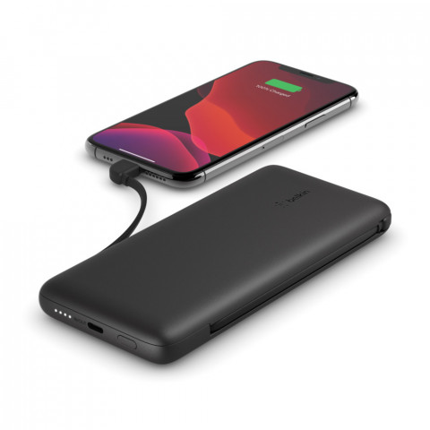 Powerbank Belkin BOOSTCHARGE Plus 10K USB-C Power Bank with Integrated Cables Lightning and USB-C 10000mAh 18W Black - Galeria zdjęcie 3