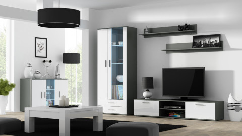 Szafka RTV SOHO 180 szary/ biały połysk - Galeria zdjęcie 3