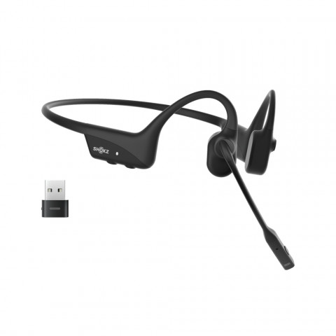 Słuchawki bezprzewodowe kostne Shokz OpenComm2 USB-C + adapter USB-A czarne - Galeria zdjęcie 1