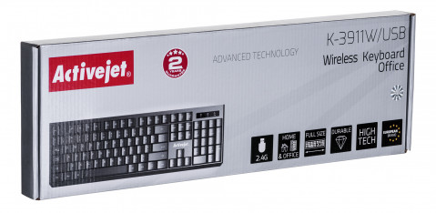 Activejet K-3911W Klawiatura bezprzewodowa, zasilanie baterią 1x 1,5V AAA, czarna - Galeria zdjęcie 9