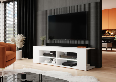 Szafka RTV TEXAS 50/134/40 biały/biały połysk - Galeria zdjęcie 2