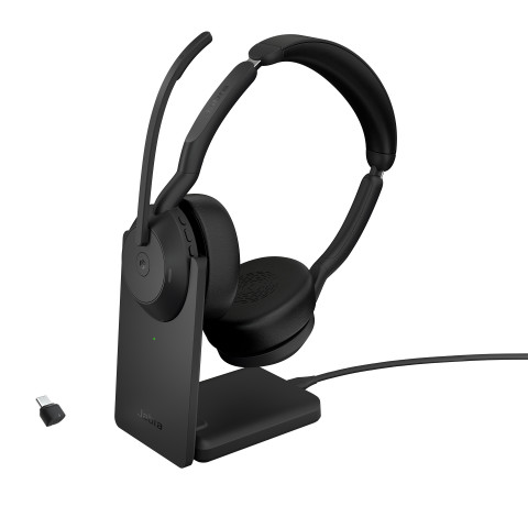 Zestaw Słuchawkowy Bezprzewodowy Jabra Evolve2 55, Link380c MS Stereo Stand - Galeria zdjęcie 1