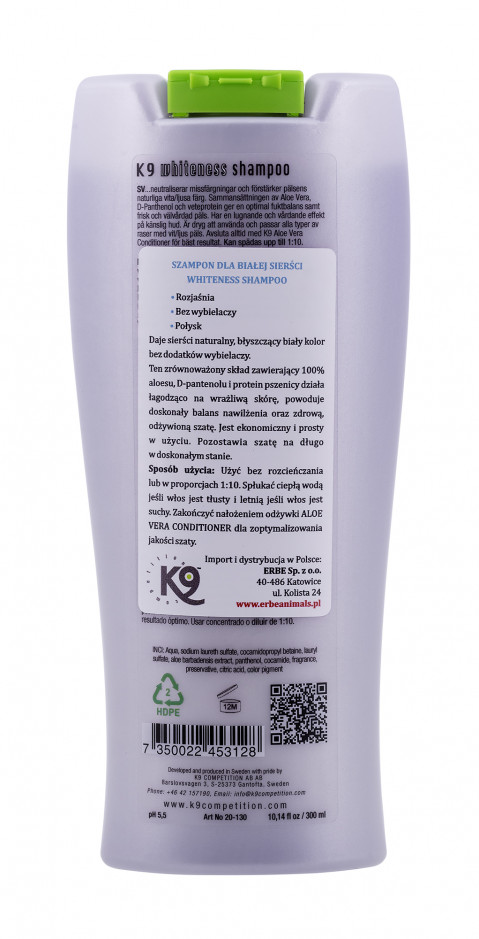 NATURE'S PROTECTION K9 Aloe Whiteness Shampoo - szampon dla psa i kota - 300ml - Galeria zdjęcie 2