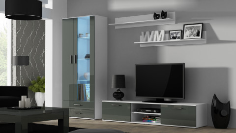 Szafka RTV SOHO 180 biały/ szary połysk - Galeria zdjęcie 4
