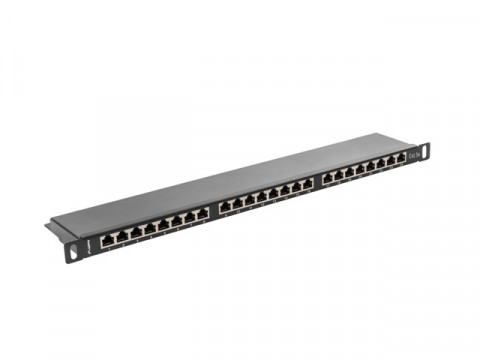 LANBERG PATCH PANEL 24 PORT 0.5U KAT.5E FTP CZARNY - Galeria zdjęcie 1