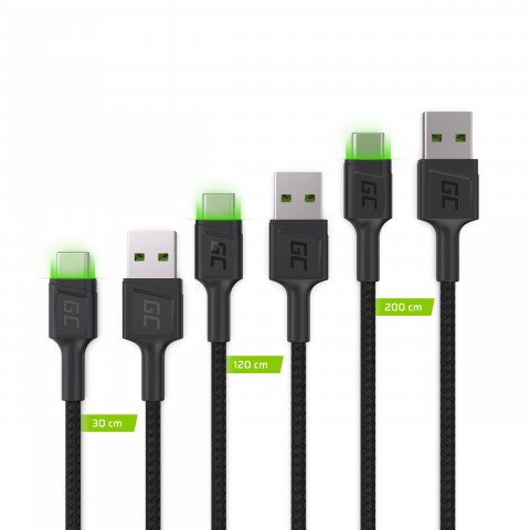 GREEN CELL ZESTAW KABLI 3X USB-USB-C 0,3/1,2/2M - Galeria zdjęcie 1