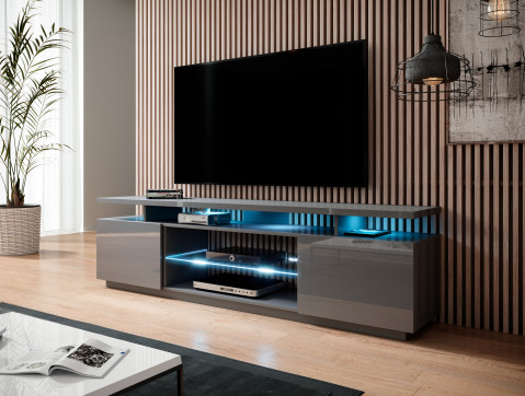 Szafka RTV EVA 180x40x52 grafit/grafit połysk - Galeria zdjęcie 2