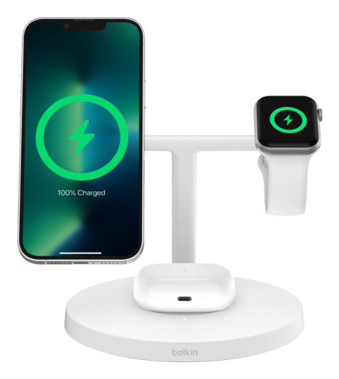 BELKIN BOOSTCHARGE PRO 3IN1 MAGSAFE 15W QI2,BIAŁA - Galeria zdjęcie 4