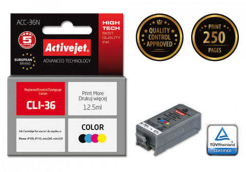 Activejet ACC-36N Tusz do drukarki Canon, Zamiennik Canon CLI-36; Supreme; 12,5 ml; kolor. - Galeria zdjęcie 2