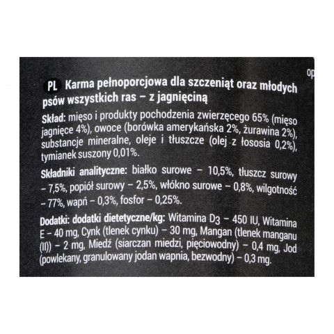 DOLINA NOTECI Rafi junior z jagnięciną, żurawiną i borówką - mokra karma dla szczeniąt - 400 g - Galeria zdjęcie 2