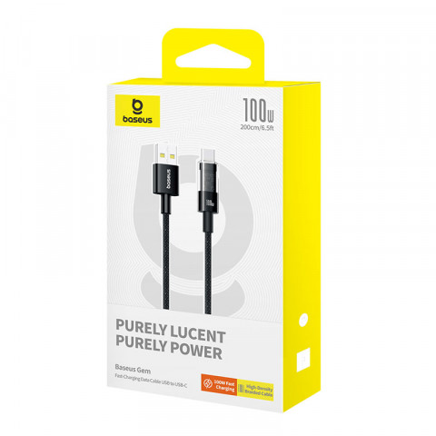Kabel Baseus Gem USB-USB C 100W 2m (czarny) - Galeria zdjęcie 5