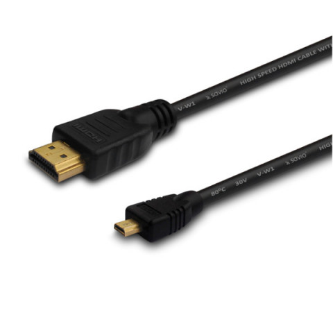 Kabel HDMI Savio CL-39 ( HDMI A - MicroHDMI D M-M PVC 1,0m czarny ). - Galeria zdjęcie 2