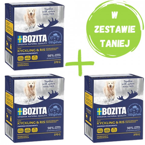 BOZITA z kurczakiem i ryżem w galaretce - mokra karma dla psa - 2x370g + GRATIS - Galeria zdjęcie 1