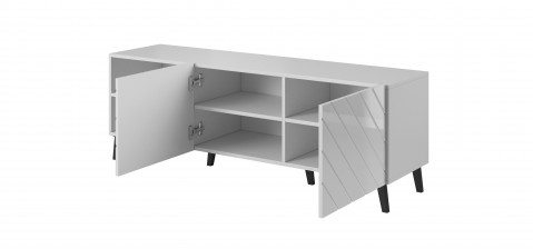 Szafka RTV ABETO 150x42x52 biały/biały połysk - Galeria zdjęcie 5