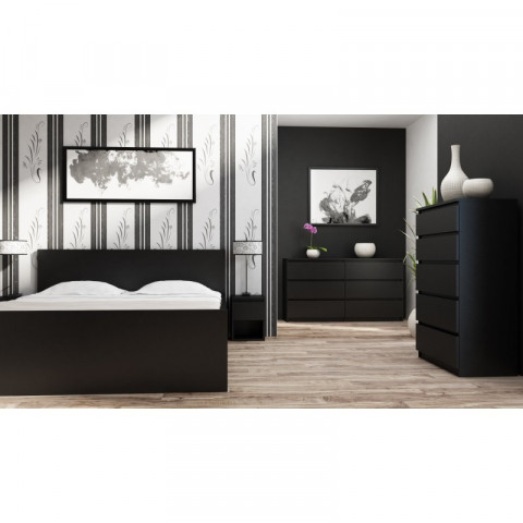 M6 MALWA KOMODA 140CM 6 SZUFLAD CZARNY - Galeria zdjęcie 2
