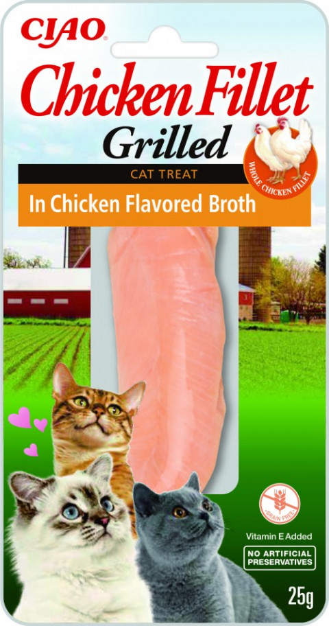 INABA Grilled Chicken Filet z kurczaka w bulionie o smaku kurczaka - przysmak dla kota - 25g - Galeria zdjęcie 1