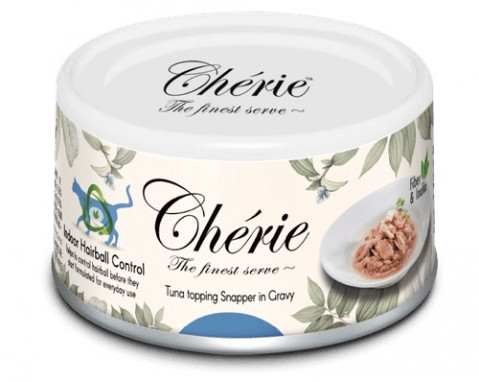 CHERIE Hairball control Mieszanka tuńczyka i lucjana - mokra karma dla kota - 80g - Galeria zdjęcie 1