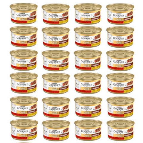GOURMET GOLD Wołowina z kurczakiem w sosie pomidorowym - mokra karma dla kota - 24x85 g - Galeria zdjęcie 1