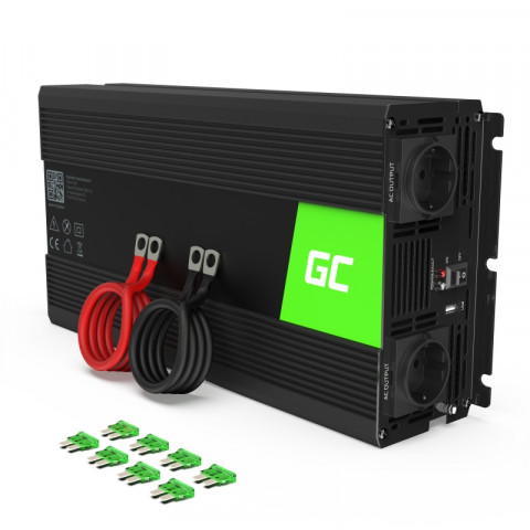 GREEN CELL PRZETWORNICA INV22 12V-230V 1500W/3000W - Galeria zdjęcie 1