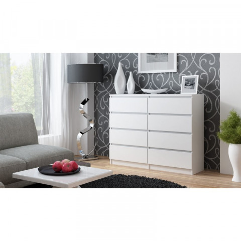M8 MALWA KOMODA 120CM 8 SZUFLAD BIAŁY - Galeria zdjęcie 2