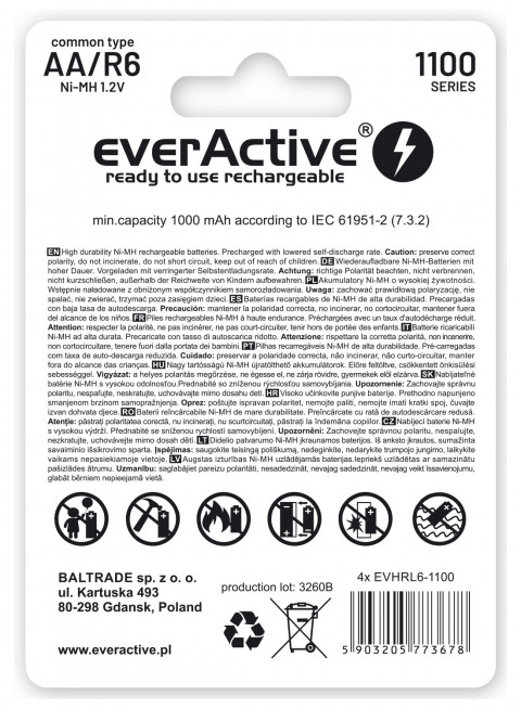 EVERACTIVE AKUMULATORKI AA NI-MH 1100 EVHRL6-1100 - Galeria zdjęcie 2