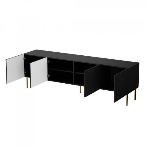 Szafka RTV JUNGLE 190x40,5x59,5 czarny mat + złote nóżki - Galeria zdjęcie 4