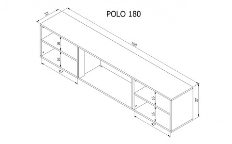 Szafka RTV POLO 180x33x39 czarny + kominek czarny - Galeria zdjęcie 5