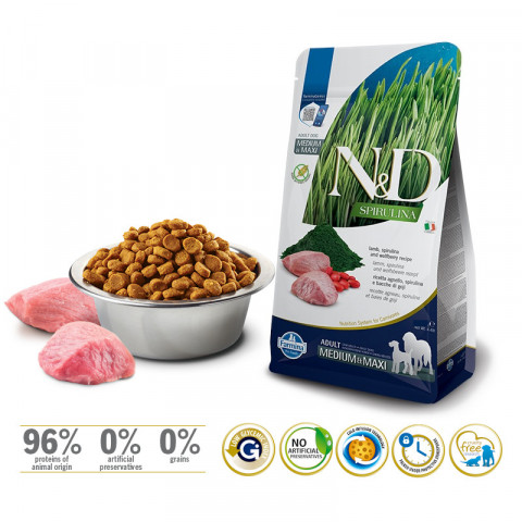 FARMINA N&D Spirulina Lamb Adult Medium&Maxi - sucha karma dla psa - 7 kg - Galeria zdjęcie 3