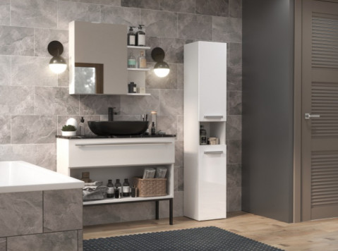 Szafka łazienkowa NEL I 31x30xH174 biel połysk - Galeria zdjęcie 6
