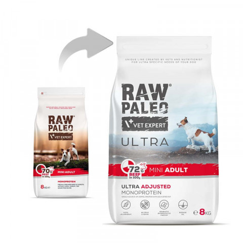 VetExpert Raw Paleo Ultra Beef Mini Adult - Karma sucha dla psów - 8kg - Galeria zdjęcie 2