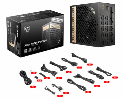 Zasilacz MSI MEG Ai1300P PCIE5 1300W 80+ Platinum ATX 3.1 (306-7ZP4A11-CE0) - Galeria zdjęcie 5