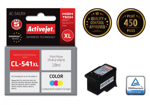 Activejet AC-541RX Tusz do drukarki Canon, Zamiennik Canon CL-541XL; Premium; 18 ml; kolor. - Galeria zdjęcie 2