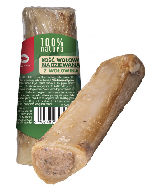 MACED Kość nadziewana z wołowiną - gryzak dla psa - 150 g - Galeria zdjęcie 1